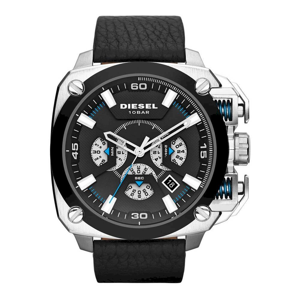 Diesel DZ7345 BAMF Chronograph Men's Watch – Black Dial & Black Leather Strap