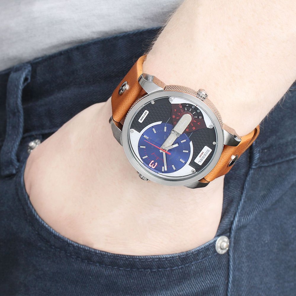 Diesel DZ7308 Mini Daddy Chronograph Men's Watch – Blue & Black Dial & Brown Leather Strap