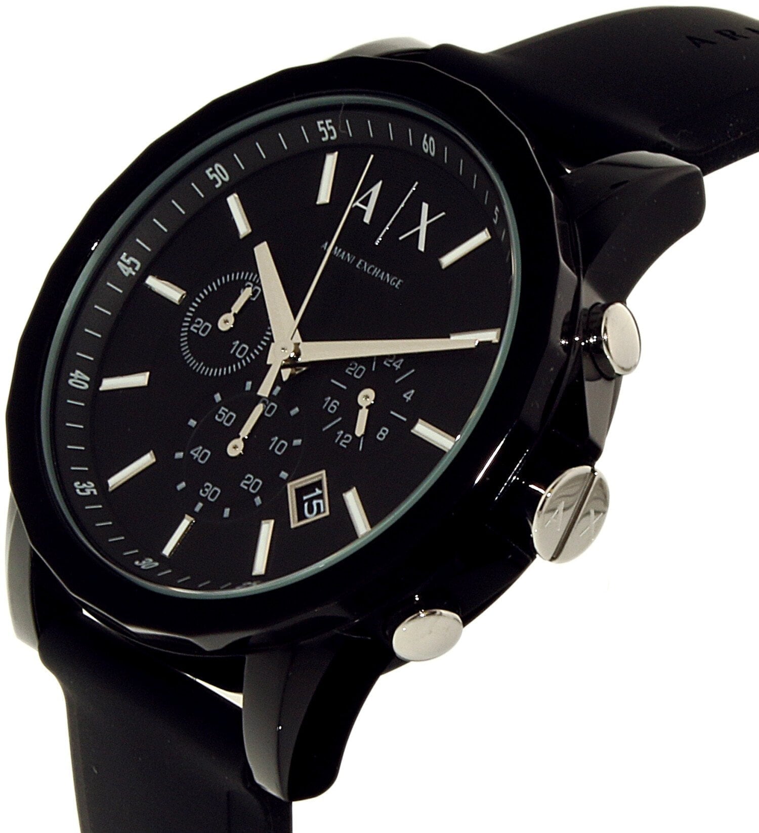 Armani Exchange Outerbanks AX1326 Men's Chronograph Watch – Black Dial with Black Silicone Strap