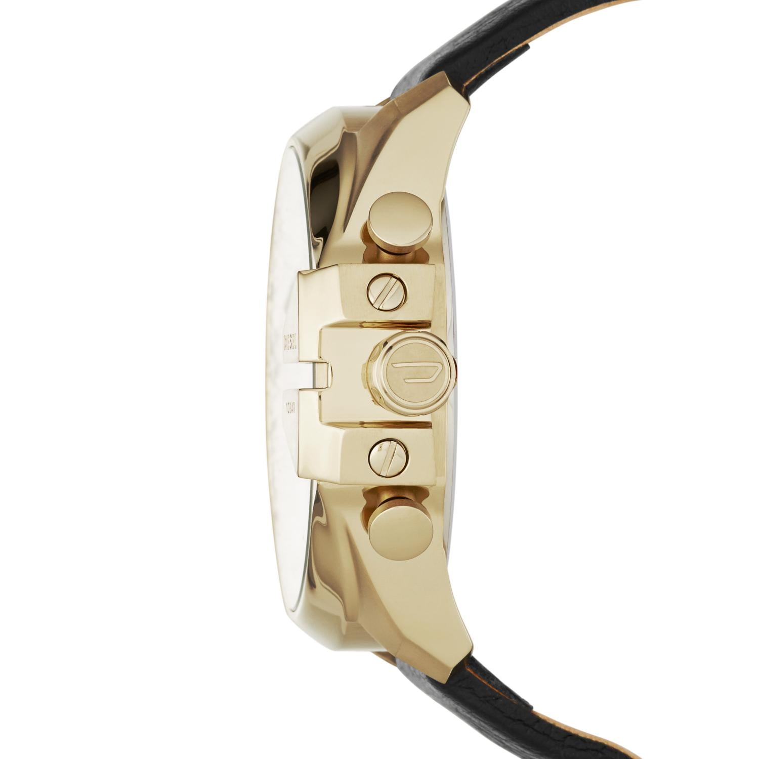 Diesel DZ4344 Mega Chief Chronograph Men's Watch – Black Dial & Black Leather Strap