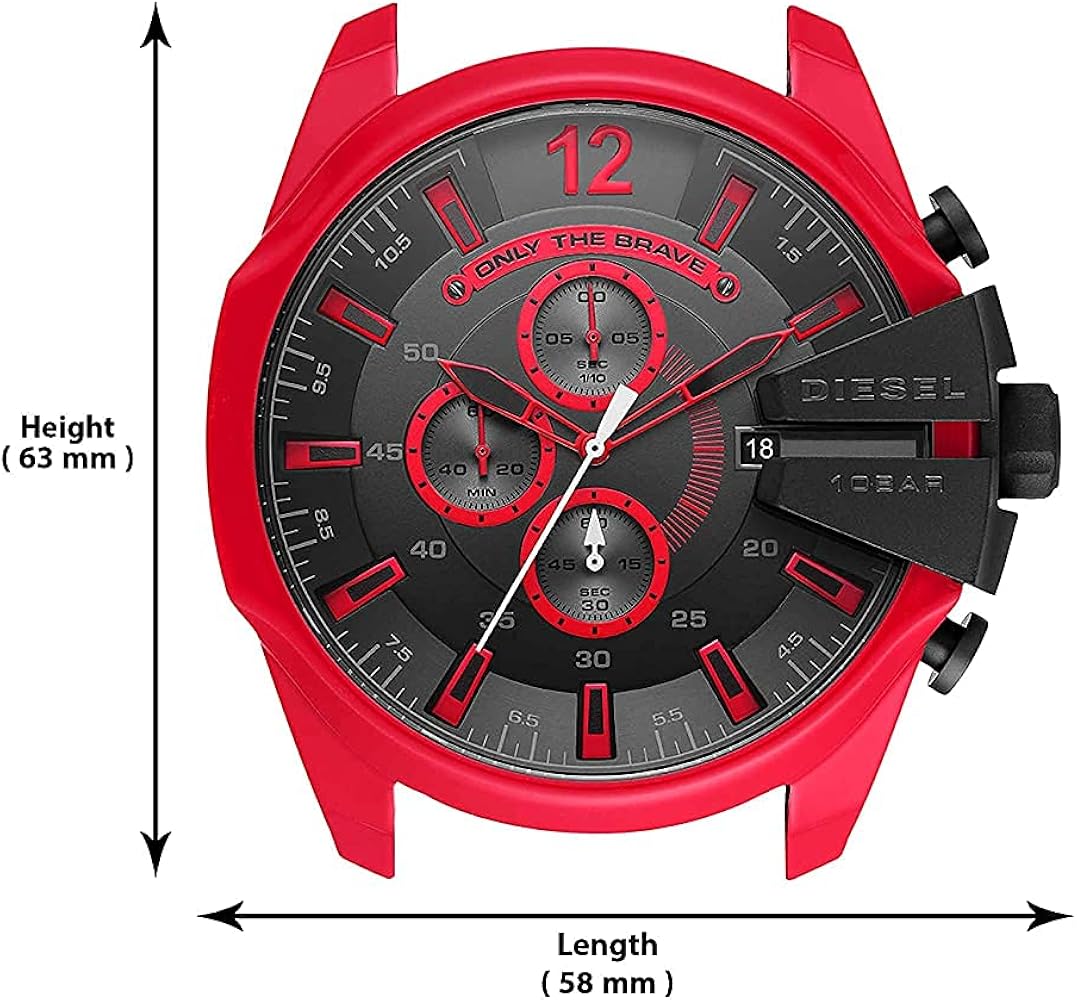 Diesel DZ4526 Mega Chief Chronograph Men's Watch – Black Dial & Red Rubber Strap