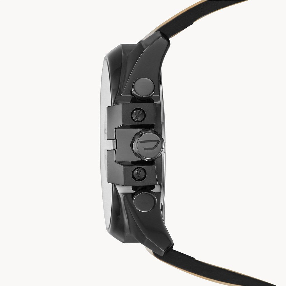 Diesel DZ4280 Mega Chief Chronograph Men's Watch – White Dial & Brown Leather Strap