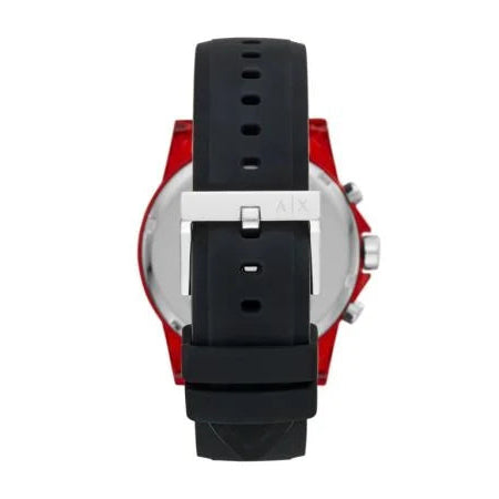 Armani Exchange Outerbanks AX1338 Men's Chronograph Watch – Black Dial with Black Silicone Strap
