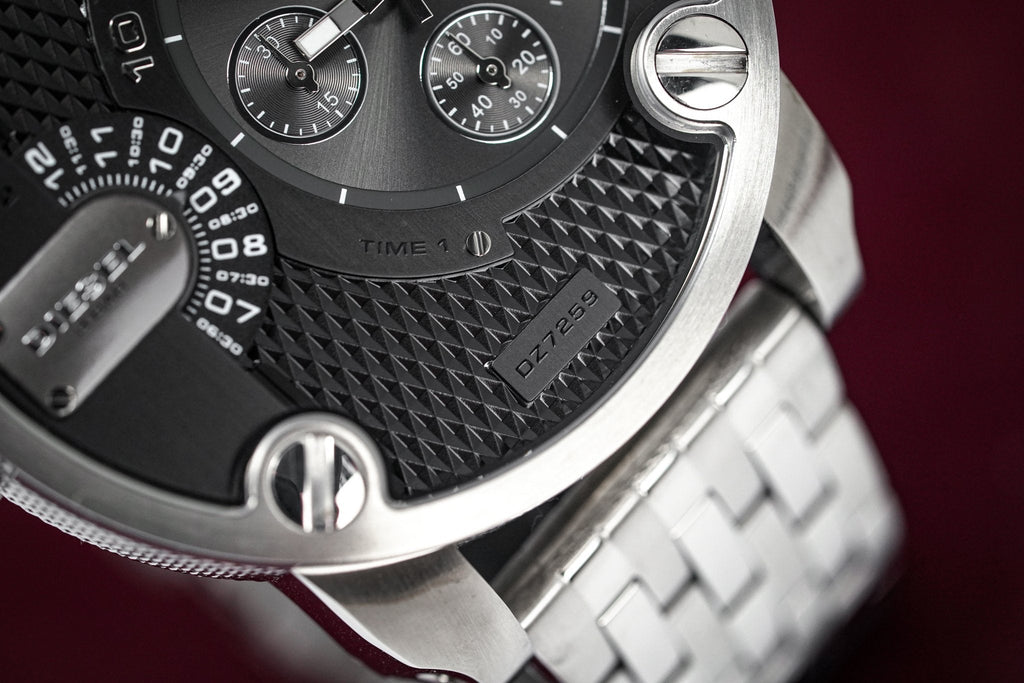 Diesel DZ7259 Little Daddy Chronograph Men's Watch – Black Dial & Silver Stainless Steel Strap